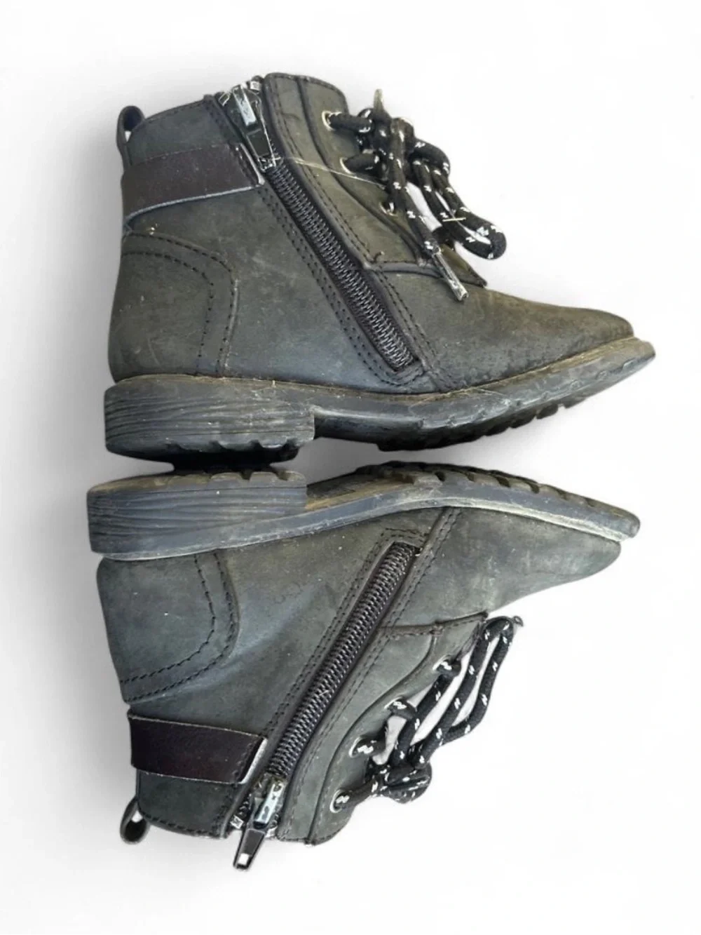Kids Black Lace-Up Ankle Boots